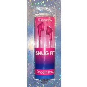 MAGNAVOX Snug Fit In Ear Headphones Smooth Bass 15mm Earbuds Pink